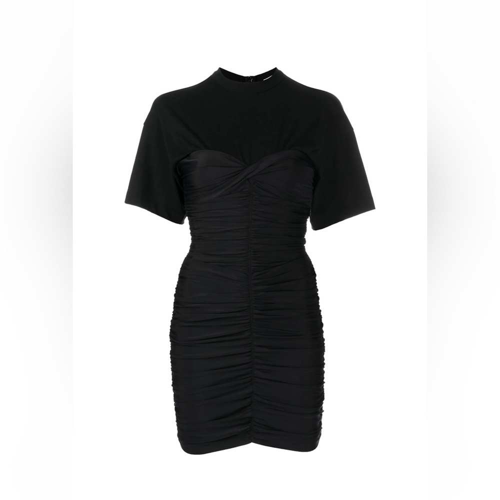 Alexander Wang Black Ruched Mini Dress Sweetheart Neckline